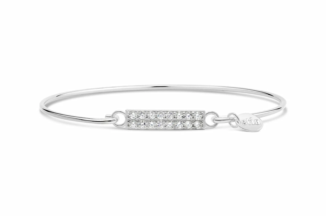 Stia Jewelry Pavé Icon Bracelet Double Bar - Silver
