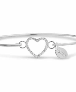 Stia Jewelry Pavé Icon Bracelet Open Heart - Silver