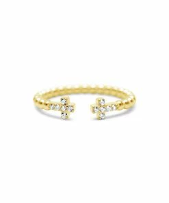 Stia Jewelry It Fits! Pavé Cross Droplet Wire Ring - Gold