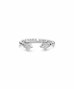 Stia Jewelry Accessories It Fits! CZ Star Cuff Droplet Wire Ring - Silver