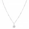 Stia Jewelry Charm & Chain Necklace Pavé Disk - Silver