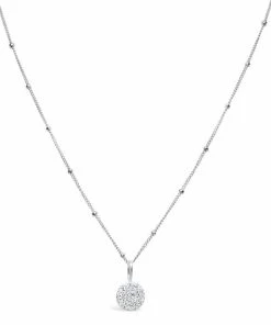 Stia Jewelry Charm & Chain Necklace Pavé Disk - Silver