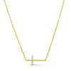 Stia Jewelry Pavé Sideways Cross Necklace - Gold