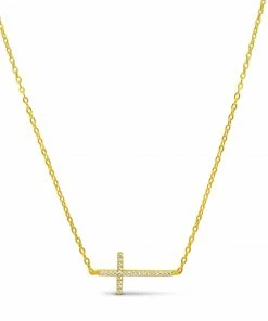 Stia Jewelry Pavé Sideways Cross Necklace - Gold