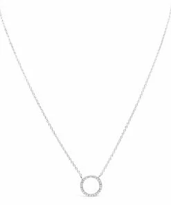 Stia Jewelry Icon Necklace Pavé Circle - Silver