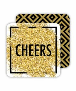 Roseannebeck Glittery Cheers Paper Coaster Gifts