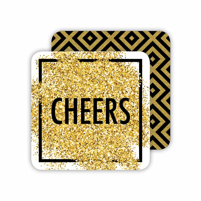 Roseannebeck Glittery Cheers Paper Coaster Gifts