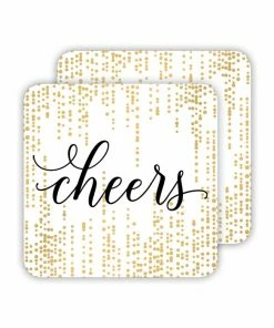 Roseannebeck Cheers Falling Gold Dots Paper Coaster Gifts