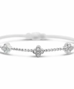 Stia Jewelry Power Of Attraction Bracelet Pavé 3 CZ Clover - Silver