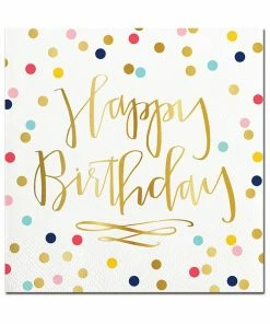 Slant Gifts Foil Beverage Napkins - Happy Birthday