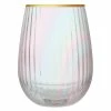 Slant Drinkware Beveled Stemless Wine Glass - Iridescent