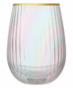 Slant Drinkware Beveled Stemless Wine Glass - Iridescent