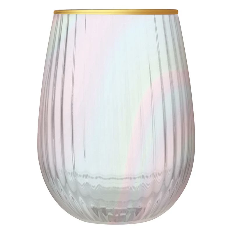 Slant Drinkware Beveled Stemless Wine Glass - Iridescent