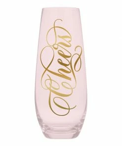 Slant 10 Oz Champagne Flute - Cheers (Pink)