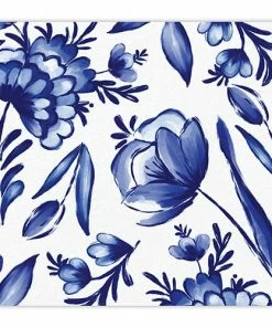 Slant Beverage Napkins - Blue Florals