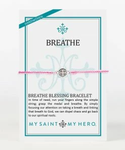 My Saint My Hero Breathe Blessing Bracelet - Silver/Pink