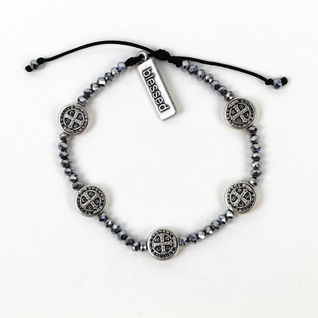 My Saint My Hero Gratitude Crystal Bracelet - Silver