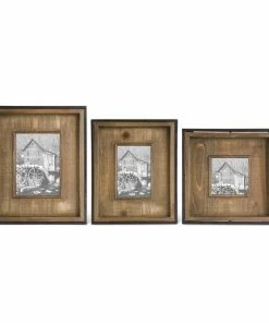 K&K Interiors Dark Metal And Wood Modern Photo Frames (11 Inch)
