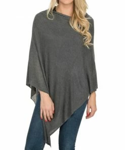 Top It Off Apparel Elsa Bamboo Poncho - Gray