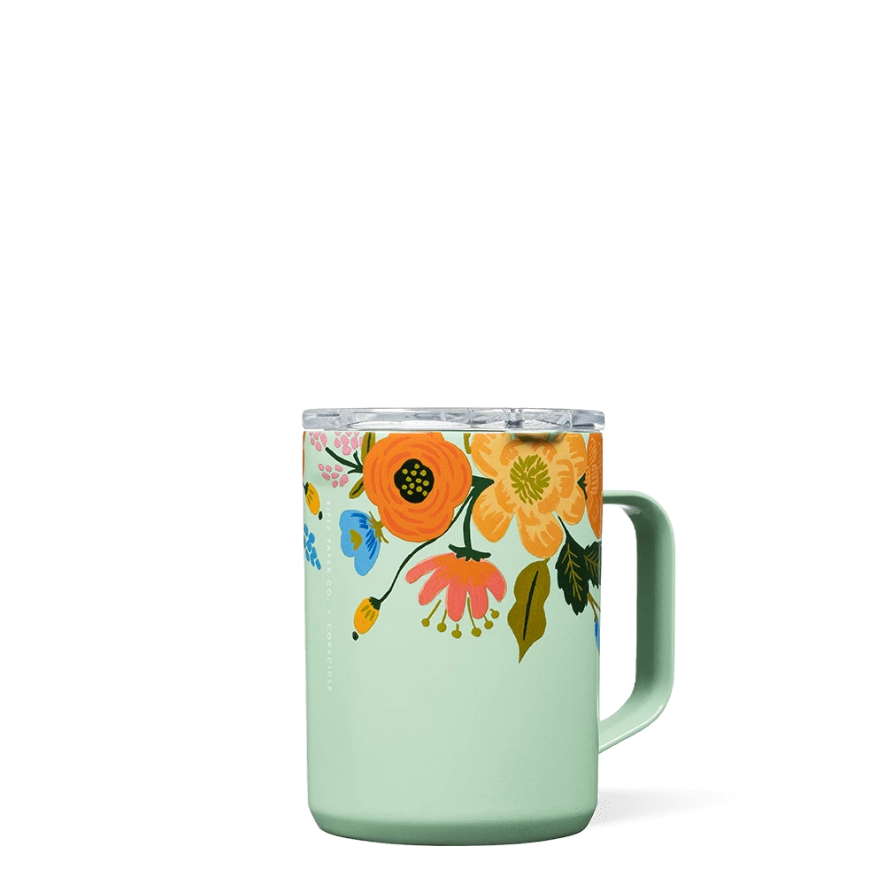 Corkcicle Lively Floral Mint 16 Oz Coffee Mug