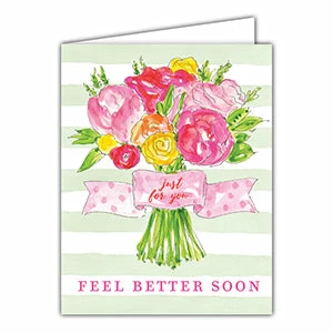 Roseannebeck Stationery Greeting Card - Feel Better Soon Floral Bouquet