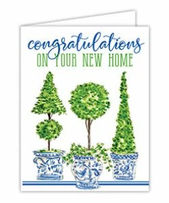 Roseannebeck Greeting Card - Congratulations On Your New Home Topiaries Stationery