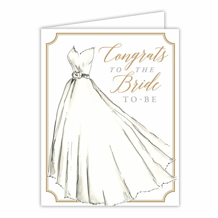 Roseannebeck Greeting Card - Congrats To The Bride To Be Wedding Dress Small Folded