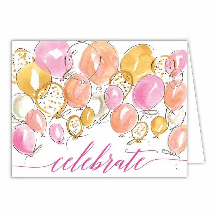 Roseannebeck Greeting Card - Celebrate Handpainted Balloons