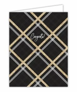 Roseannebeck Greeting Card - Congrats Gold And White Stripes