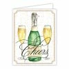 Roseannebeck Greeting Card - Cheers Champagne Bottle With Glasses Stationery