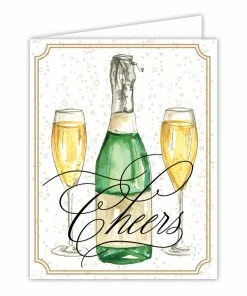 Roseannebeck Greeting Card - Cheers Champagne Bottle With Glasses Stationery