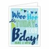 Roseannebeck Stationery Greeting Card - Whoo Hoo Today Is Your Birthday! Make A Wish Blue