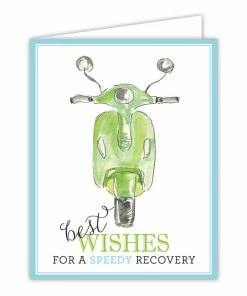 Roseannebeck Greeting Card - Best Wishes For A Speedy Recovery Handpainted Vespa Stationery