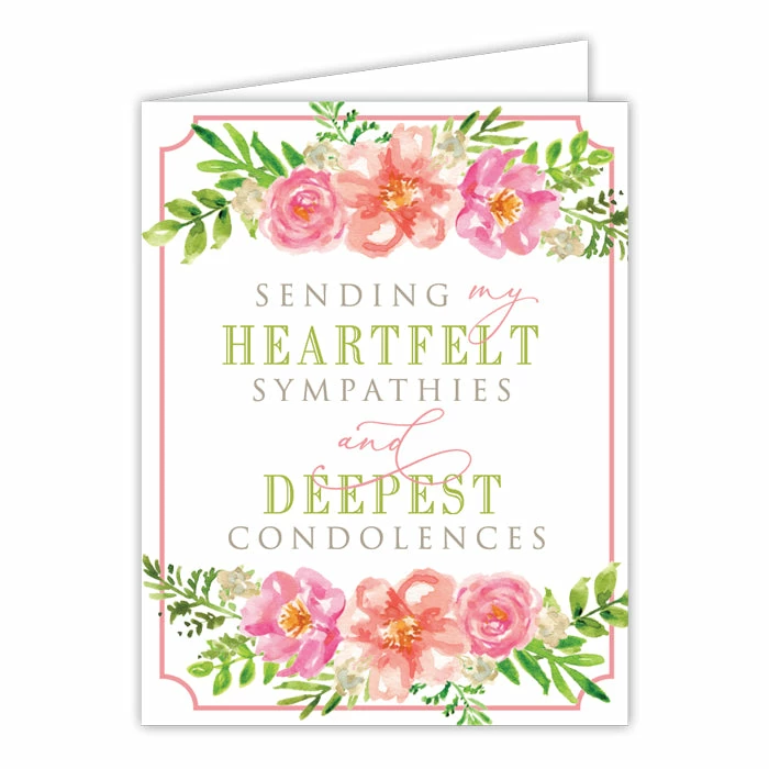 Roseannebeck Greeting Card - Handpainted Pink Floral Sympathy