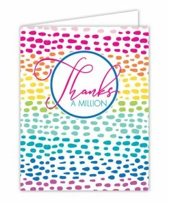 Roseannebeck Greeting Card - Thanks A Million Rainbow Dots Stationery