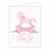 Roseannebeck Greeting Card - Congratulations On Your New Baby Girl Pink Rocking Horse
