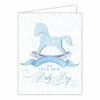 Roseannebeck Greeting Card - Congratulations On Your New Baby Boy Blue Rocking Horse Stationery
