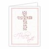 Roseannebeck Greeting Card - Precious In His Sight Pink Handpainted Floral Cross
