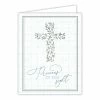 Roseannebeck Stationery Greeting Card - Precious In His Sight Blue Handpainted Floral Cross