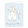 Roseannebeck Greeting Card - Blessings To Your Little One Handpainted Christening Outfit Blue