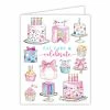 Roseannebeck Greeting Card - Eat Cake & Celebrate Handpainted Cake Assortment