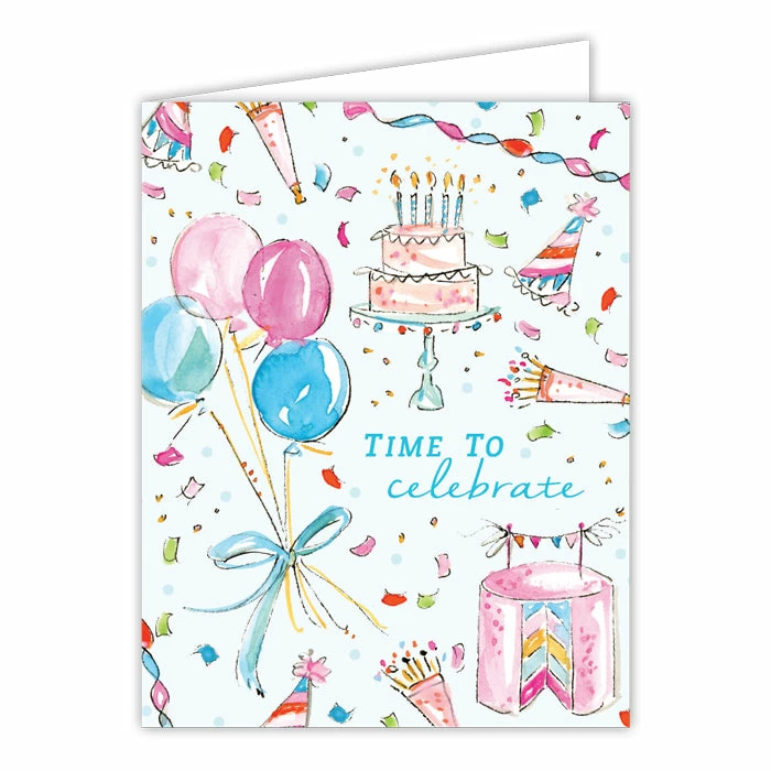 Roseannebeck Stationery Greeting Card - Time To Celebrate Handpainted Birthday Images