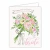 Roseannebeck Greeting Card - Wedding Wishes For The Bride Handpainted Floral Bouquet Stationery