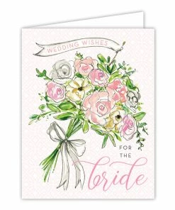 Roseannebeck Greeting Card - Wedding Wishes For The Bride Handpainted Floral Bouquet Stationery
