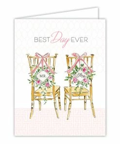 Roseannebeck Greeting Card - Best Day Ever Handpainted Mr And Mrs Chairs