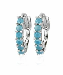 CAI Jewelry Silver Turquoise Half Round Stone Huggies