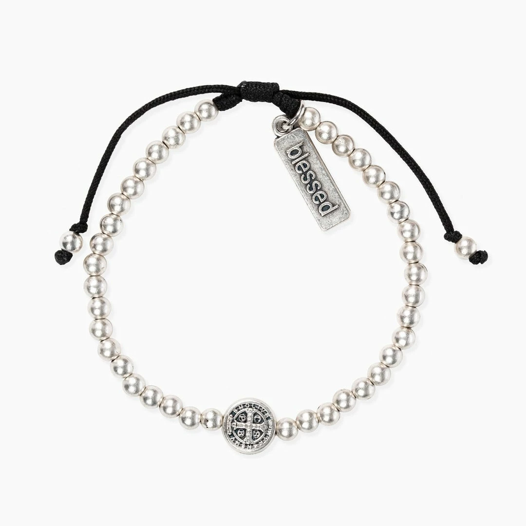 My Saint My Hero Jewelry Mantra Of Love Benedictine Bracelet - Silver