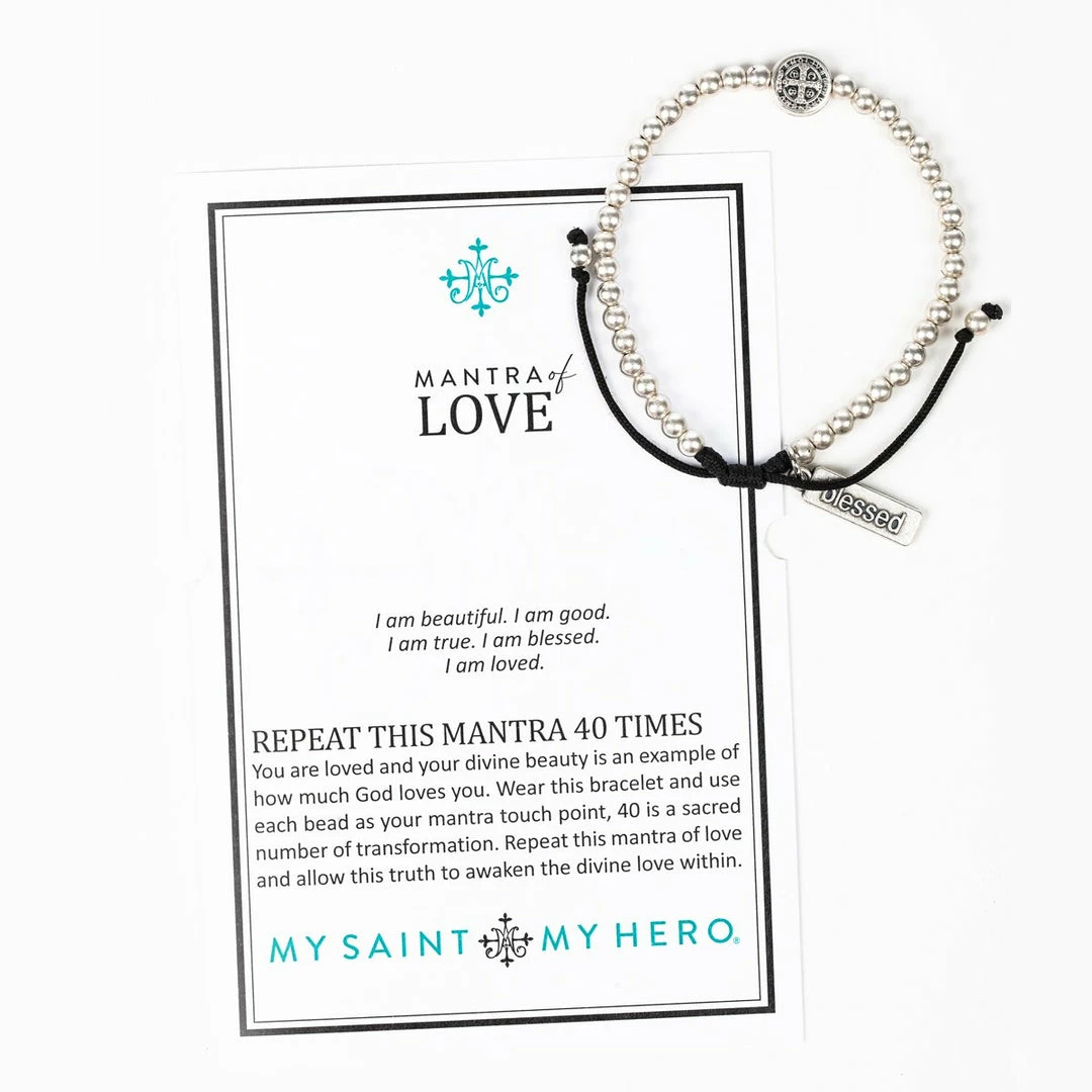My Saint My Hero Jewelry Mantra Of Love Benedictine Bracelet - Silver