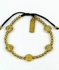 My Saint My Hero Benedictine Birthday Blessing Bracelet - Gold Jewelry