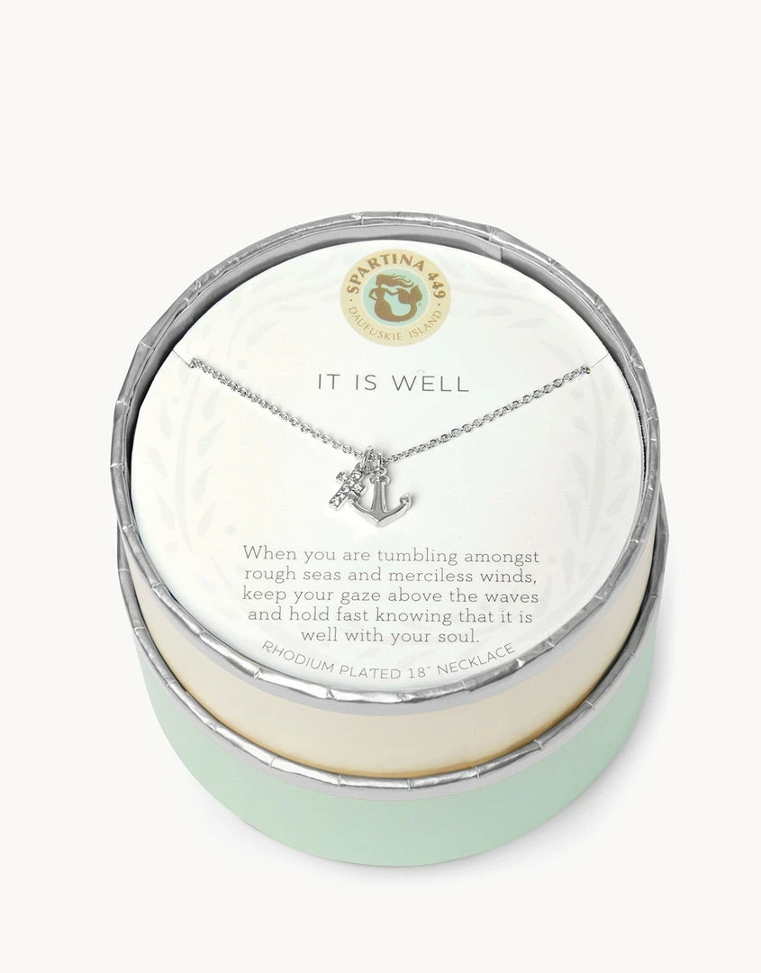 Spartina Sea La Vie - 18" It Is Well/Cross Anchor SIL